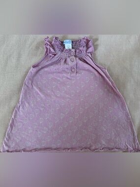 Feather Baby 100% Pima cotton sleeveless top, Lavender Ruffle Neck Girls' Tank
